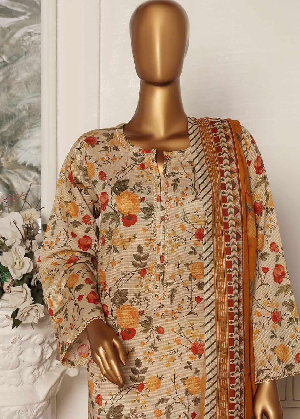 Bin Saeed Fabric - Sm-60- 3 Piece Printed Stitched Suit