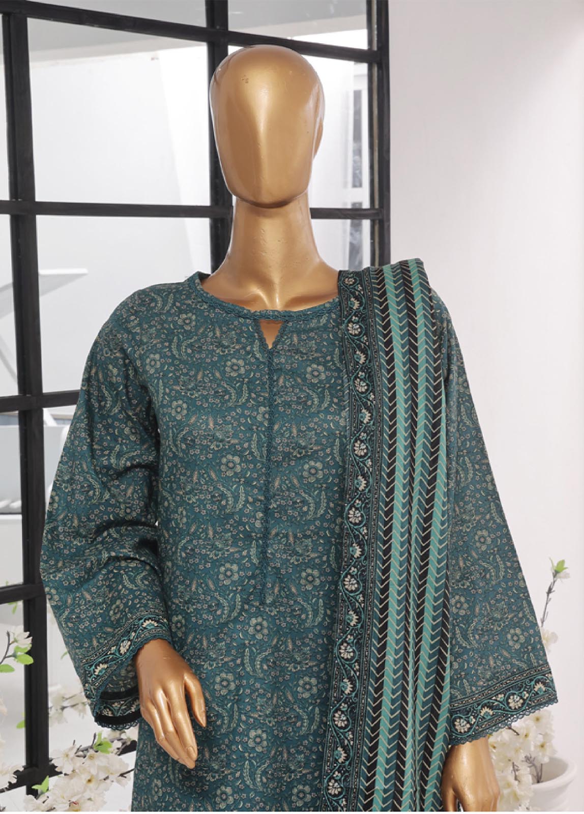 Bin Saeed Fabric - Sm-609- 3 Piece Printed Stitched Suit