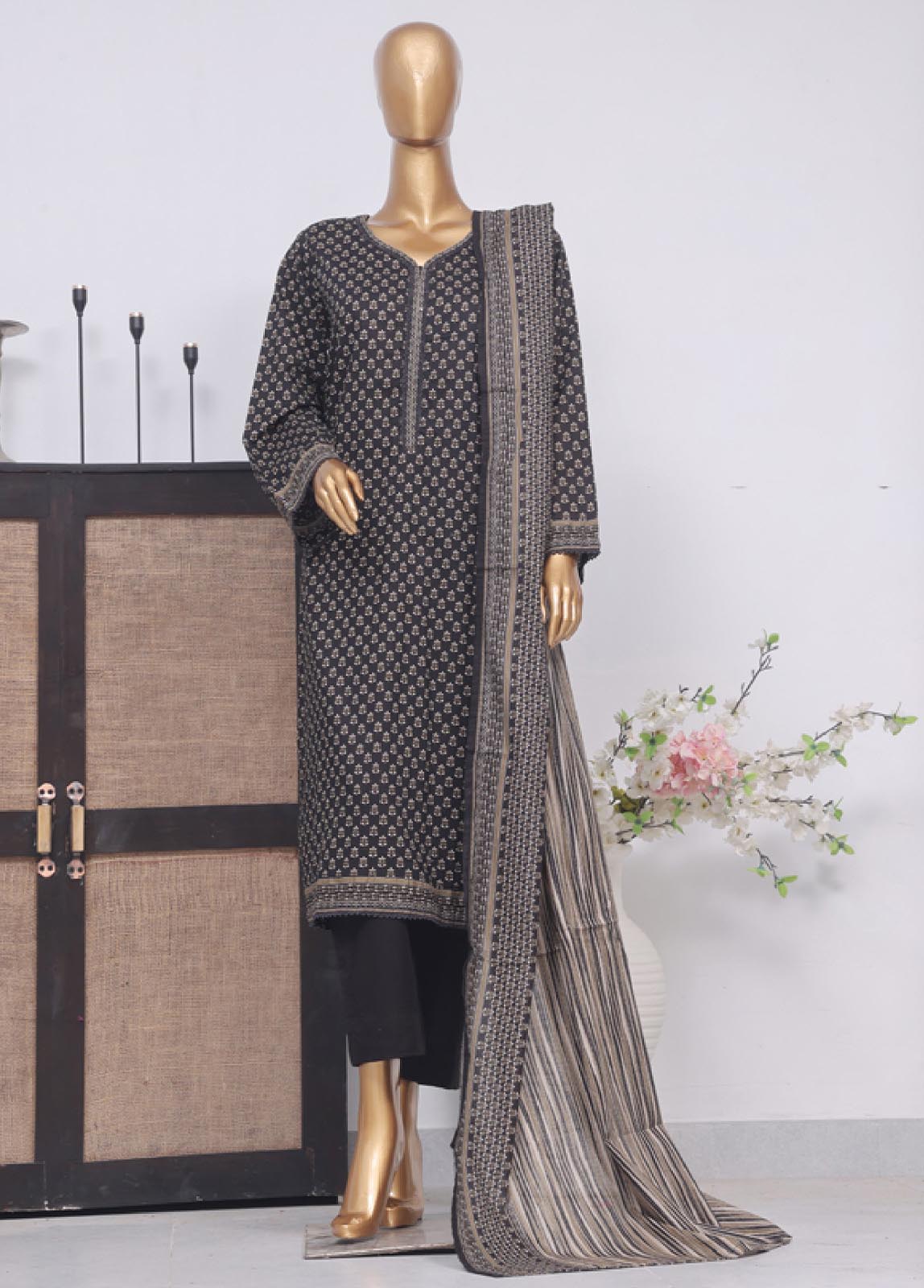 Bin Saeed Fabric - Sm-612- 3 Piece Printed Stitched Suit