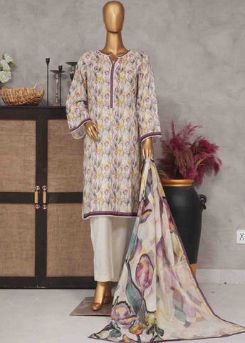 Bin Saeed Fabric - Sm-681- 3 Piece Printed Stitched Suit
