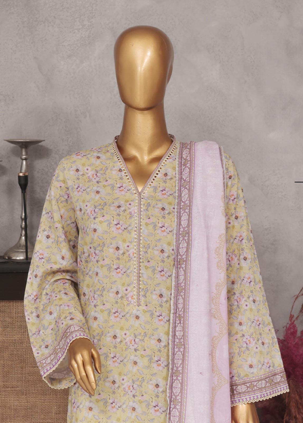 Bin Saeed Fabric - Sm-740- 3 Piece Printed Stitched Suit