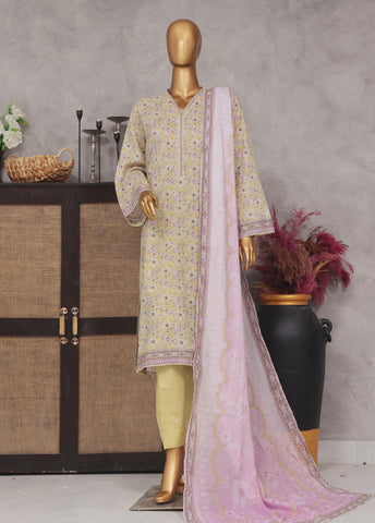 Bin Saeed Fabric - Sm-740- 3 Piece Printed Stitched Suit