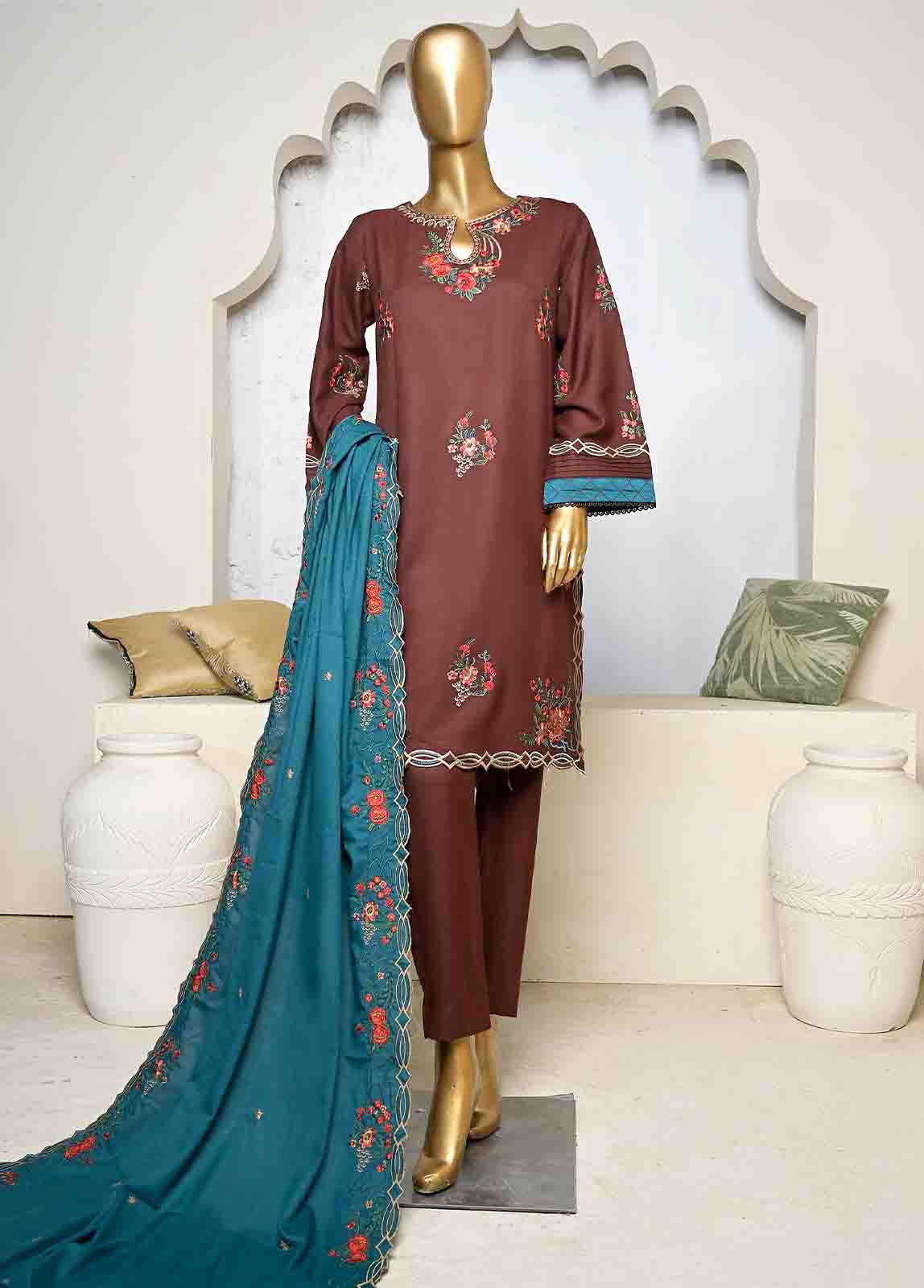 Bin Saeed Fabric - SmB-085-3 Piece Linen Embroidered collection