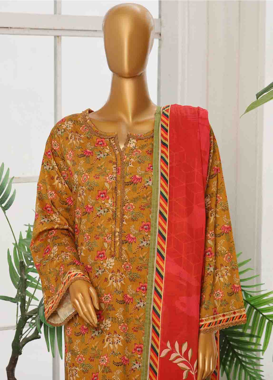 Bin Saeed Fabric - WC-001- 3 Piece Printed Suit
