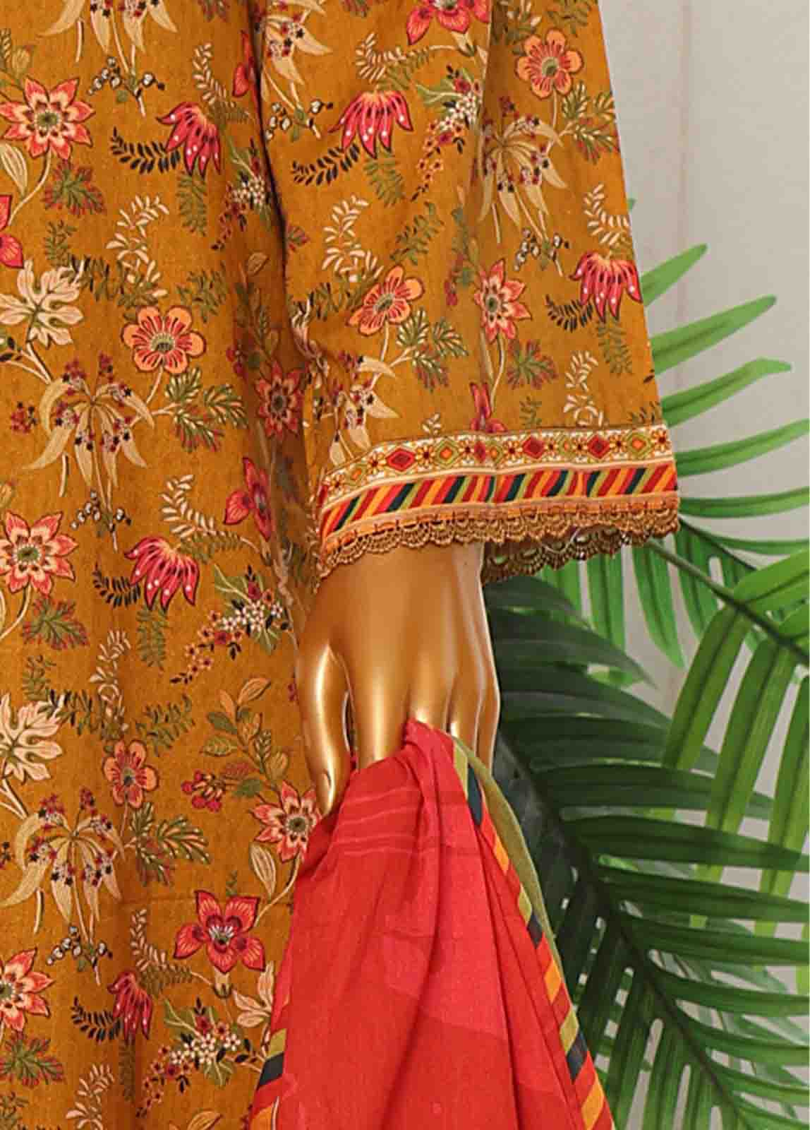Bin Saeed Fabric - WC-001- 3 Piece Printed Suit
