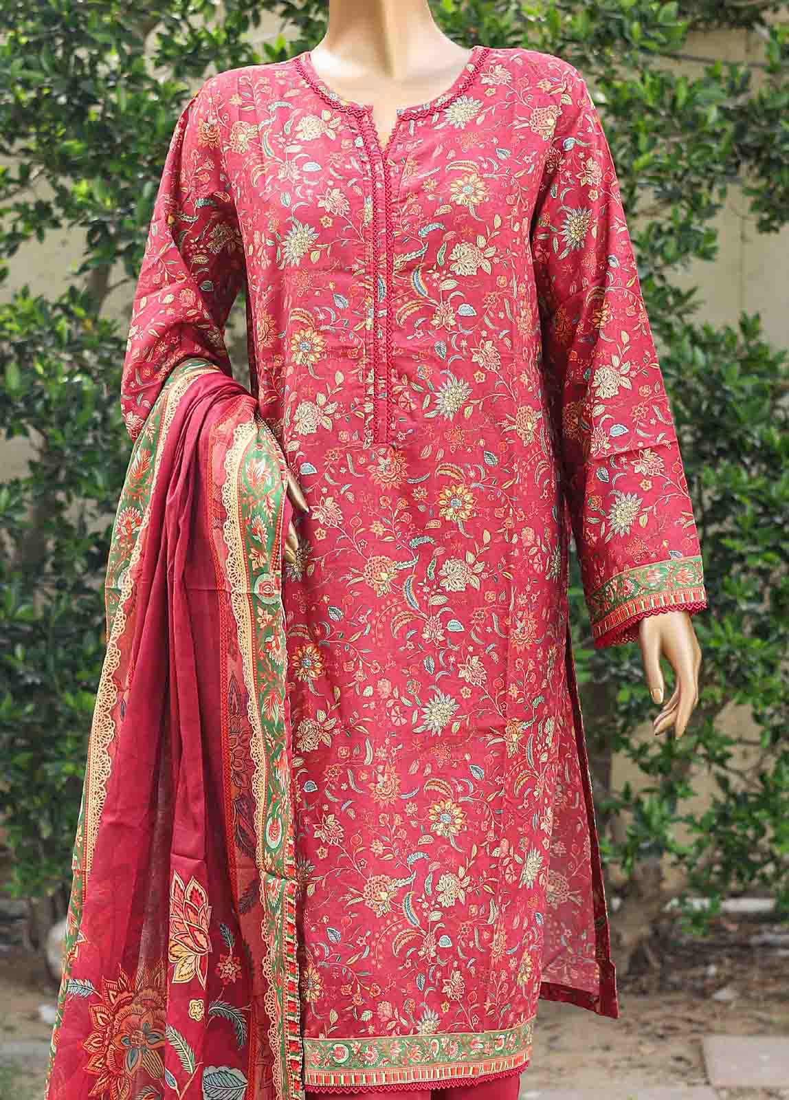 Bin Saeed Fabric - WC-003- 3 Piece Printed Cotton Suit