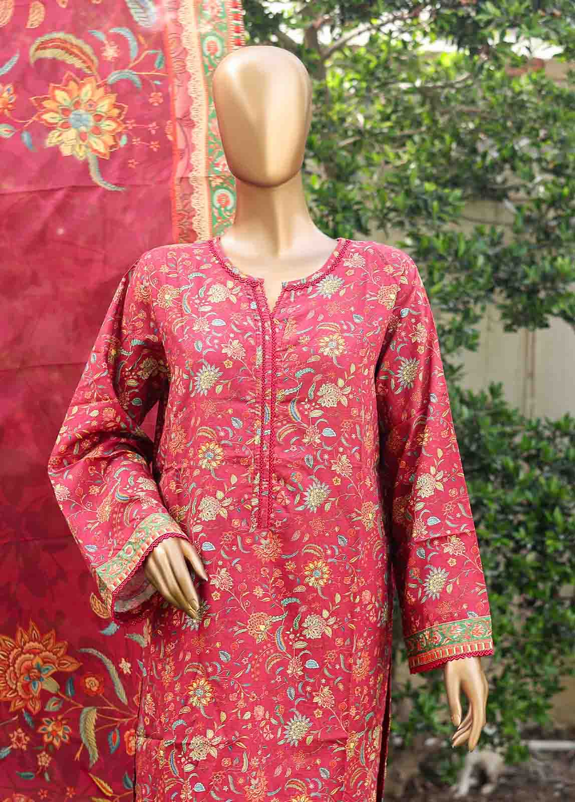 Bin Saeed Fabric - WC-003- 3 Piece Printed Cotton Suit