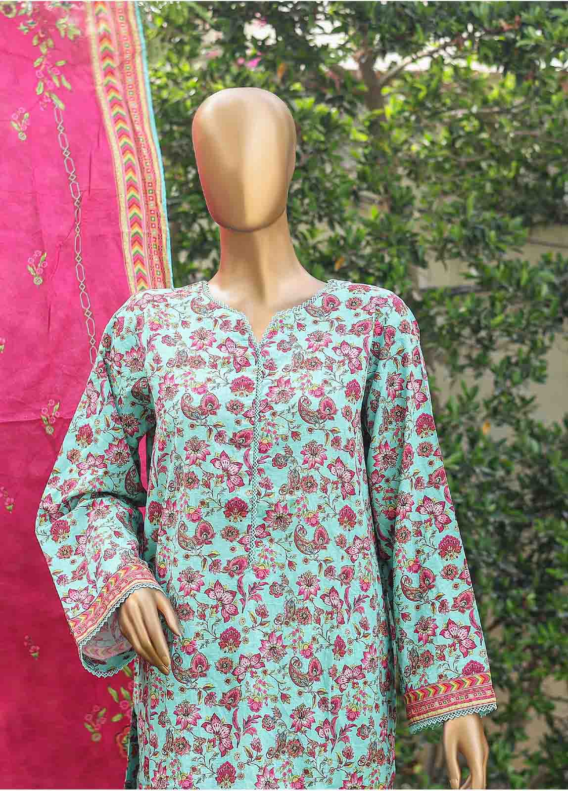 Bin Saeed Fabric - WC-004- 3 Piece Printed Cotton Suit
