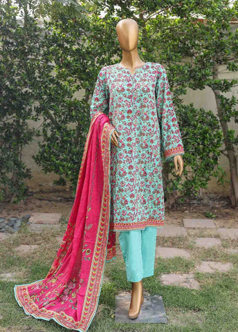 Bin Saeed Fabric - WC-004- 3 Piece Printed Cotton Suit