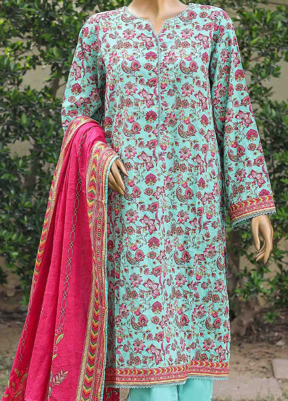 Bin Saeed Fabric - WC-004- 3 Piece Printed Cotton Suit