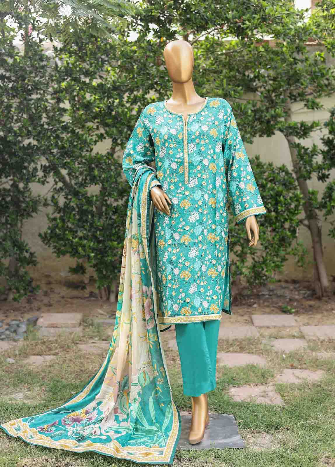 Bin Saeed Fabric - WC-006- 3 Piece Printed Cotton Suit