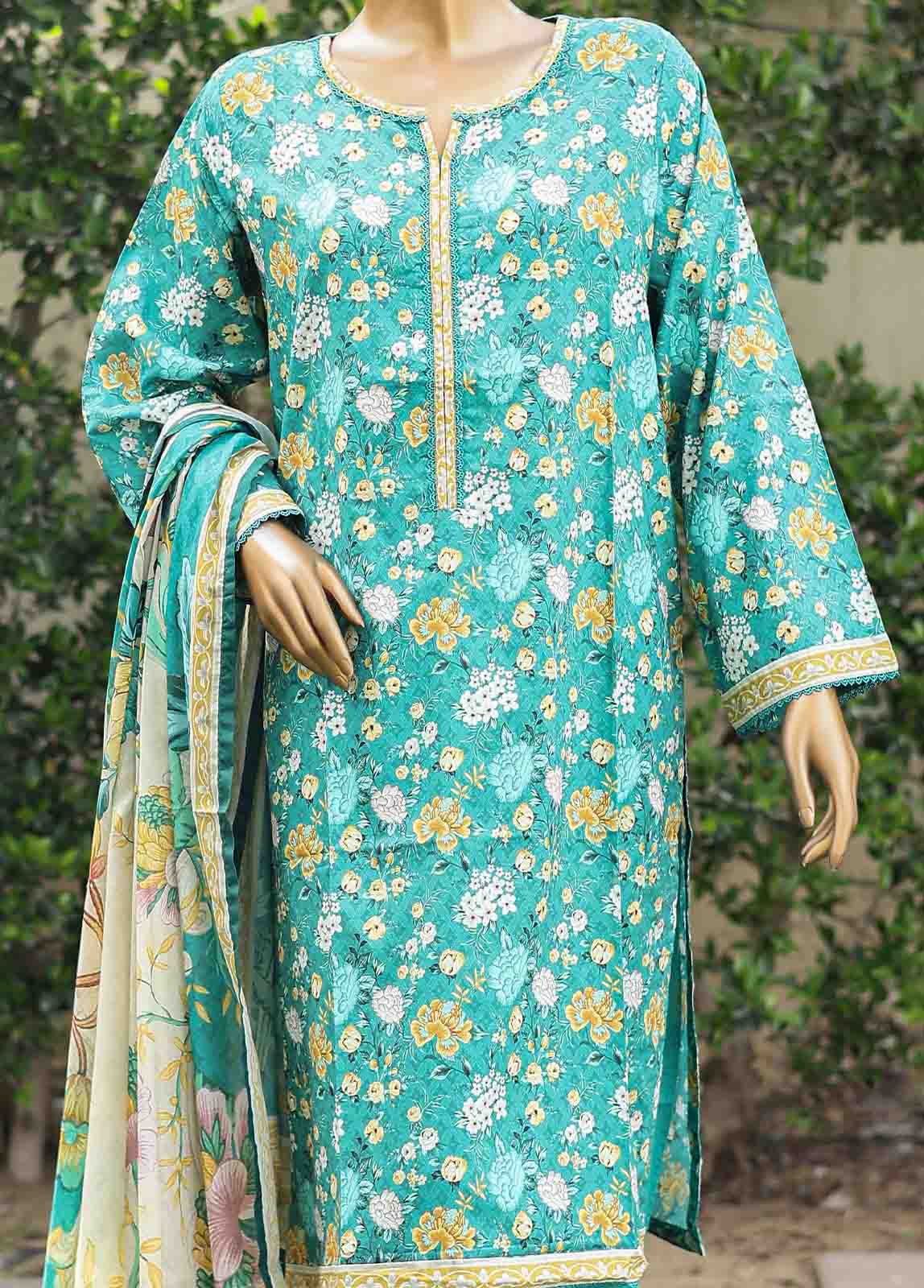 Bin Saeed Fabric - WC-006- 3 Piece Printed Cotton Suit