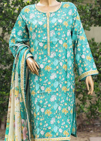 Bin Saeed Fabric - WC-006- 3 Piece Printed Cotton Suit