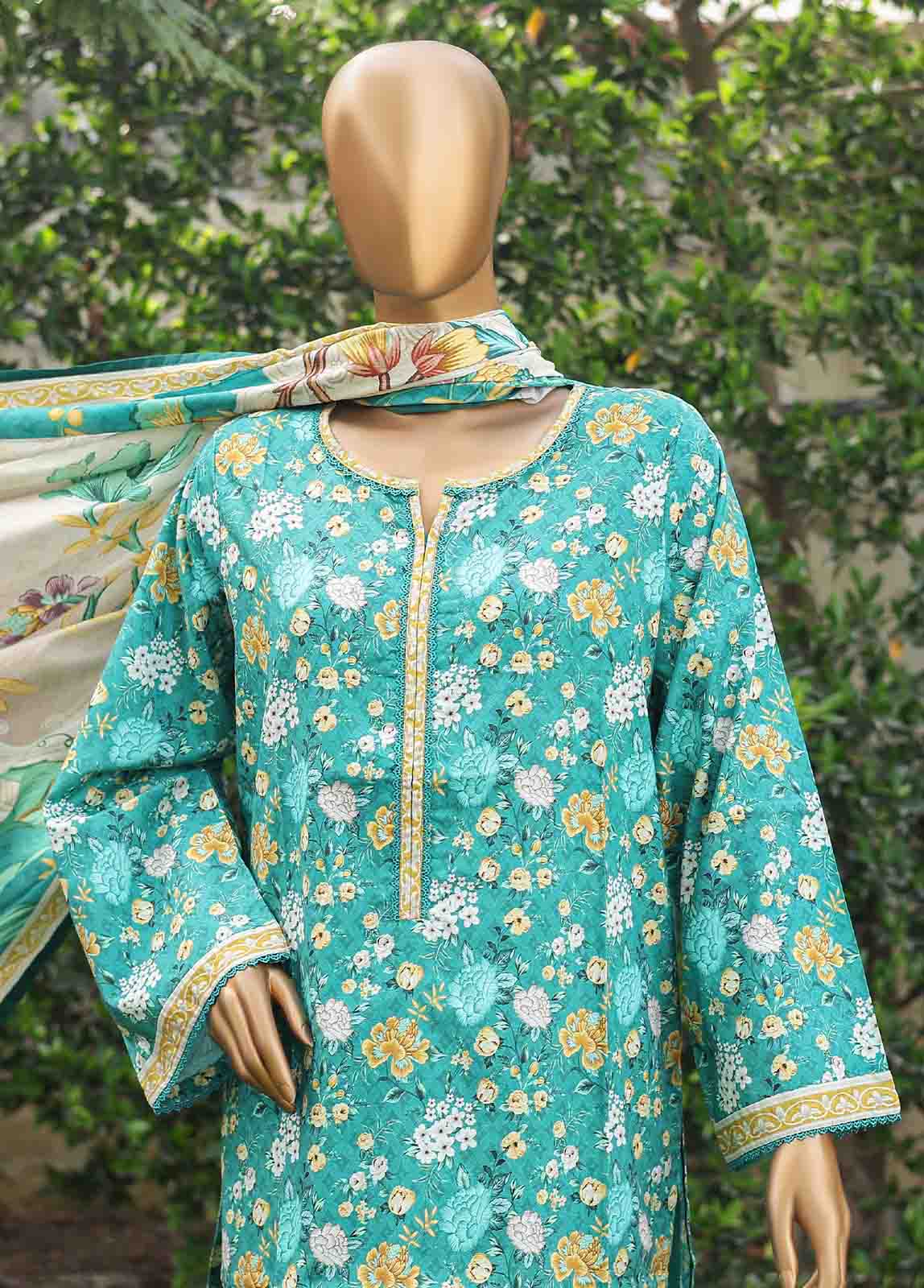 Bin Saeed Fabric - WC-006- 3 Piece Printed Cotton Suit