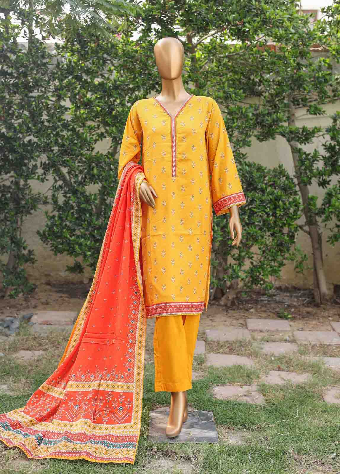 Bin Saeed Fabric - WC-010- 3 Piece Printed Suit