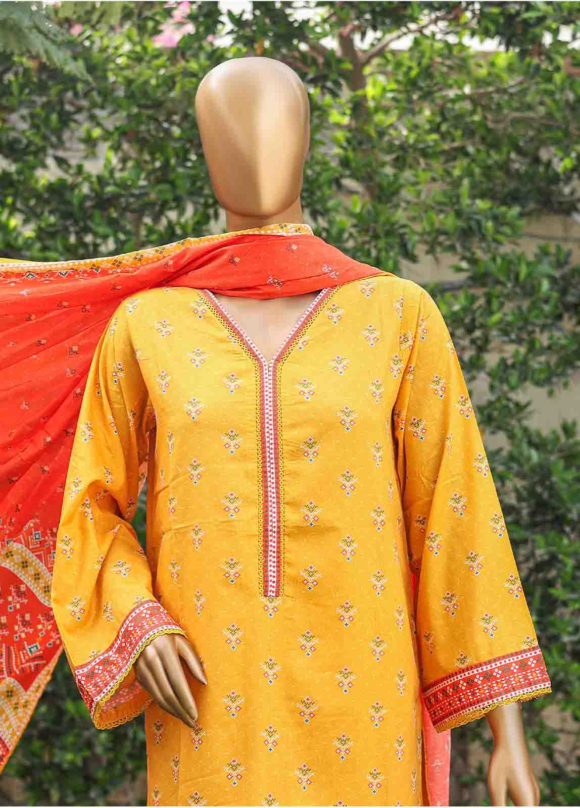 Bin Saeed Fabric - WC-010- 3 Piece Printed Suit