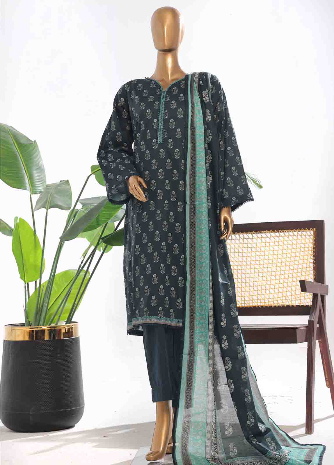 Bin Saeed Fabric - WC-013- 3 Piece Printed Stitched Suit