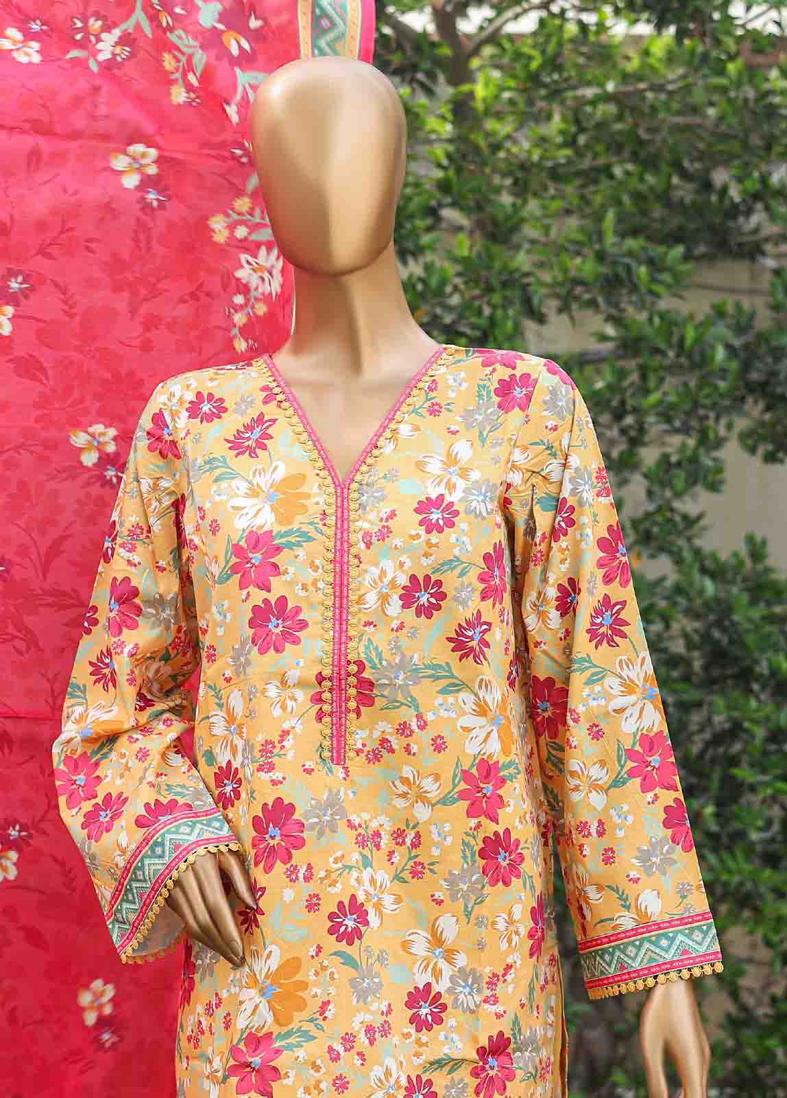 Bin Saeed Fabric - WC-014- 3 Piece Printed Suit