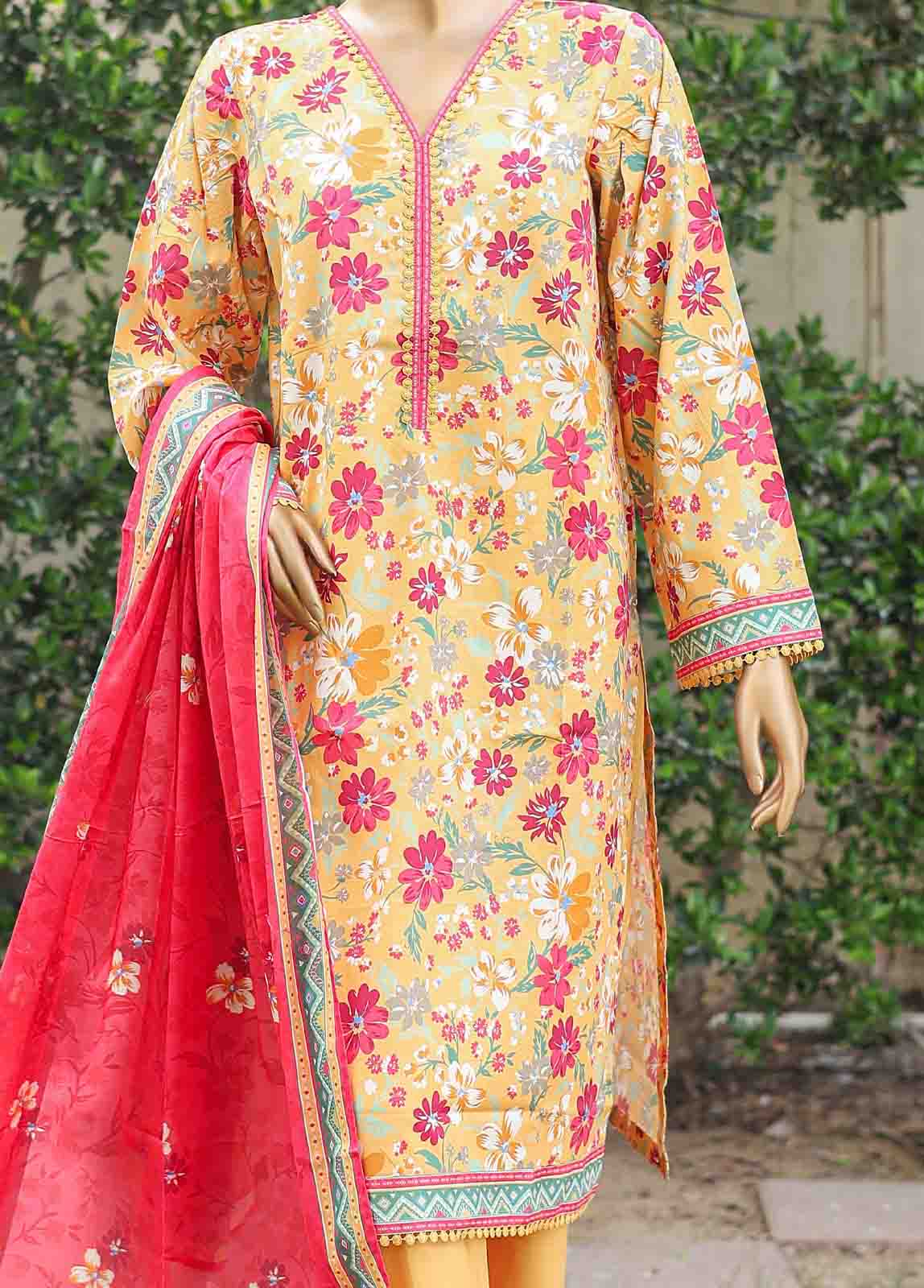 Bin Saeed Fabric - WC-014- 3 Piece Printed Suit