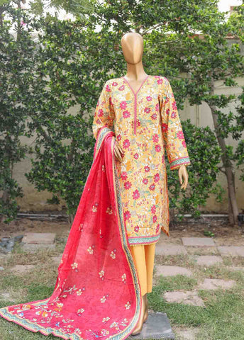 Bin Saeed Fabric - WC-014- 3 Piece Printed Suit