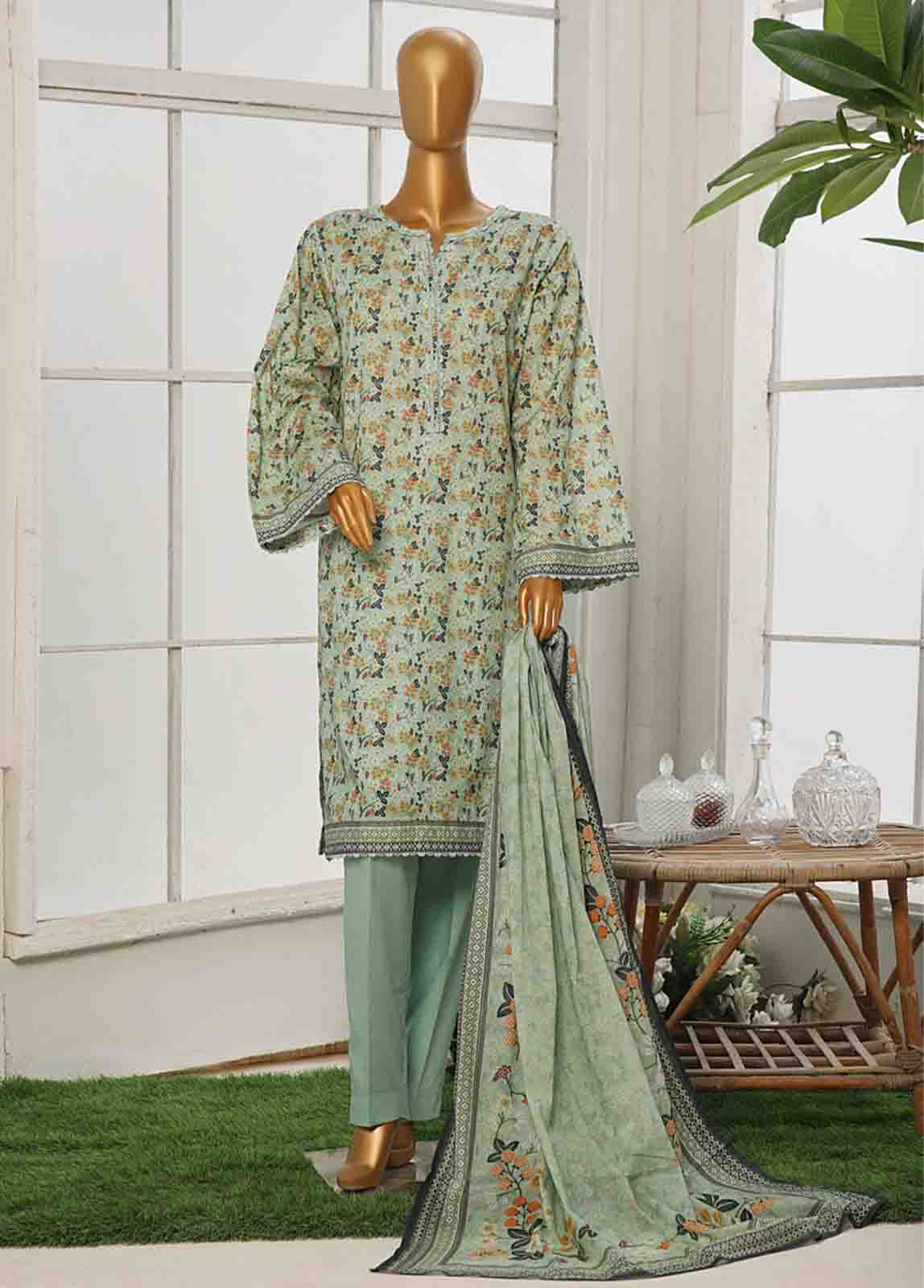 Bin Saeed Fabric - WC-016- 3 Piece Printed Suit
