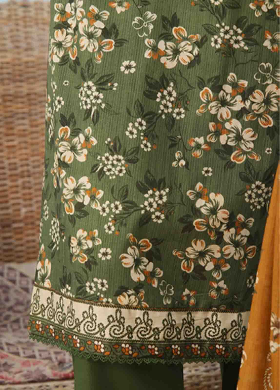 Bin Saeed Fabric - WC-020- 3 Piece Printed Cotton Suit