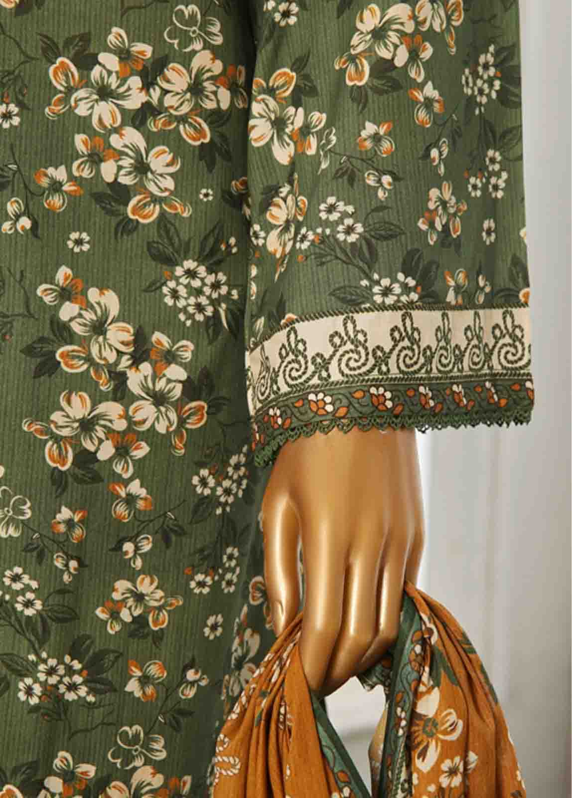 Bin Saeed Fabric - WC-020- 3 Piece Printed Cotton Suit