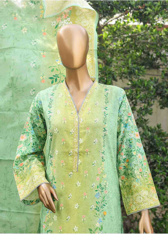 Bin Saeed Fabric - WC-021- 3 Piece Printed Cotton Suit