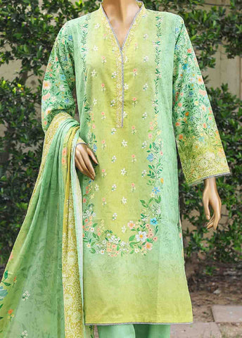 Bin Saeed Fabric - WC-021- 3 Piece Printed Cotton Suit