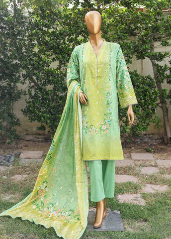 Bin Saeed Fabric - WC-021- 3 Piece Printed Cotton Suit
