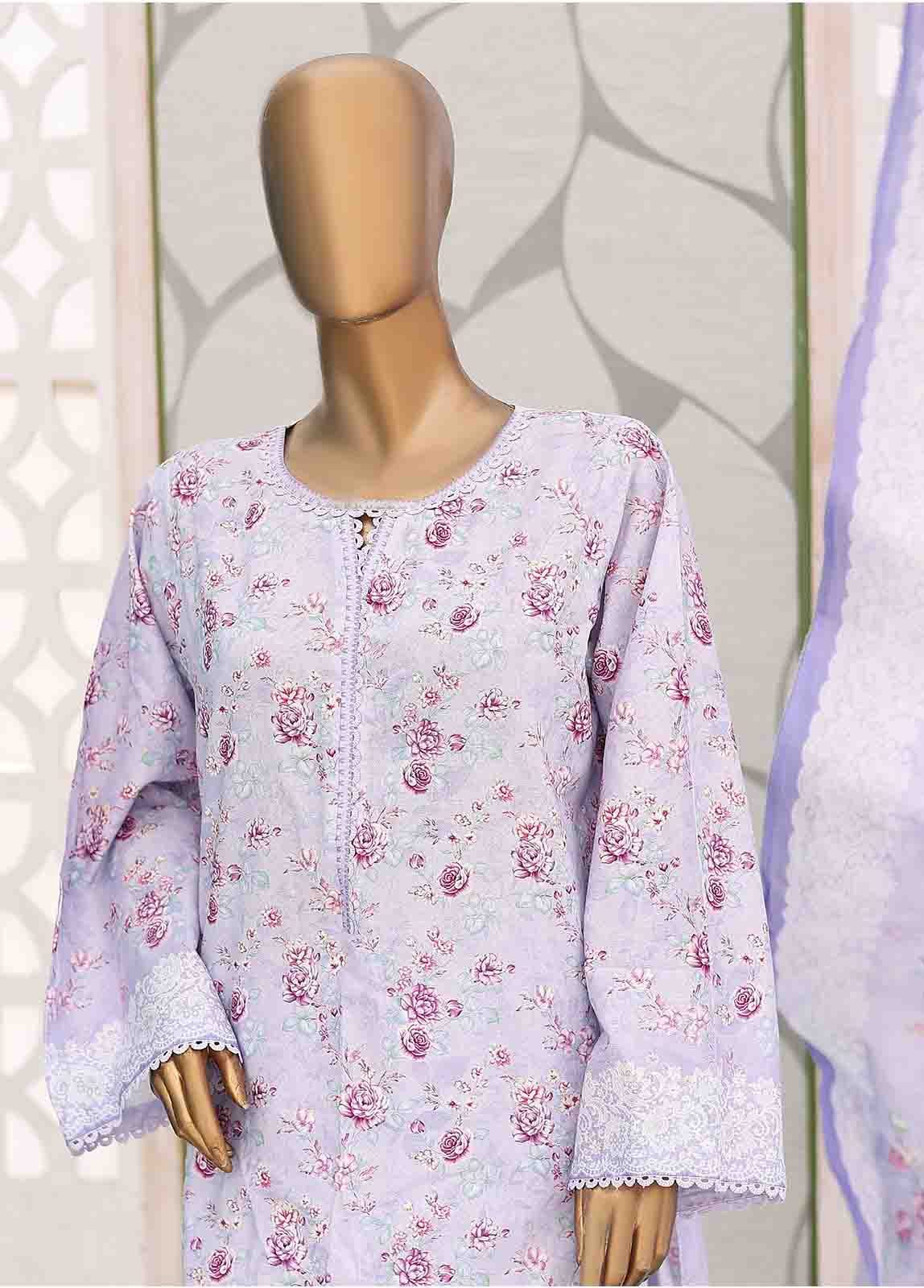 Bin Saeed Fabric - WC-023- 3 Piece Printed Cotton Suit