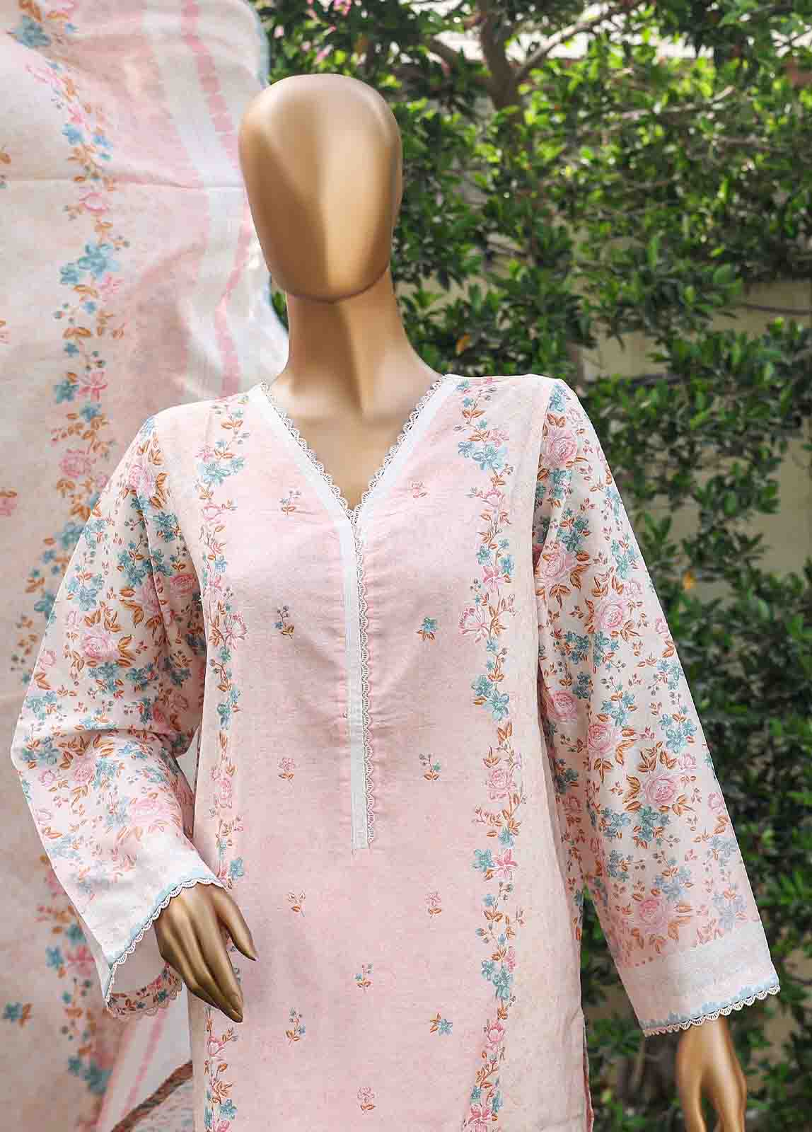 Bin Saeed Fabric - WC-025- 3 Piece Printed Cotton Suit