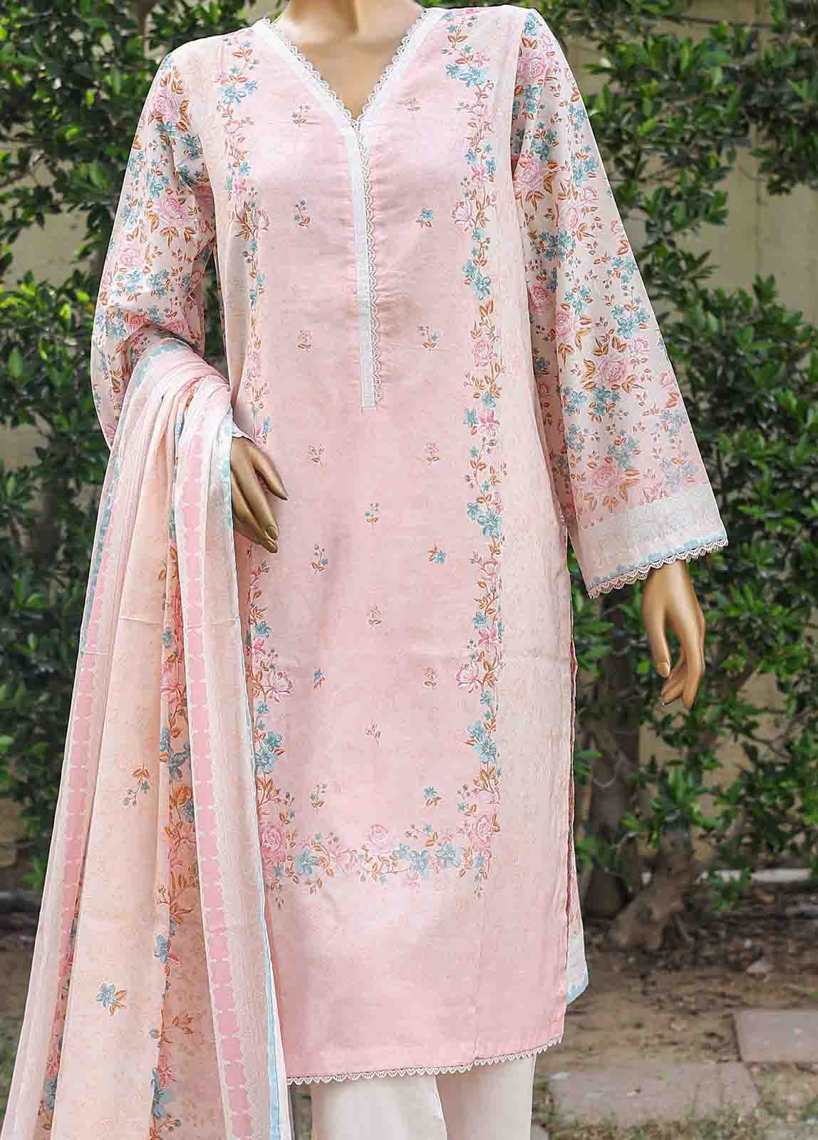 Bin Saeed Fabric - WC-025- 3 Piece Printed Cotton Suit