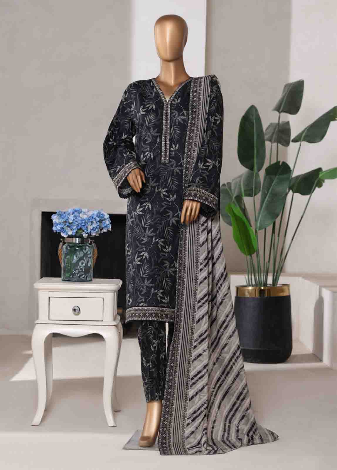 Bin Saeed Fabric - WC-02517- 3 Piece Printed Cotton Stitched Suit