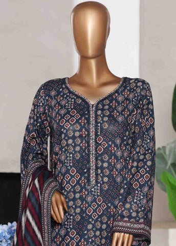 Bin Saeed Fabric - WC-02524- 3 Piece Printed Cotton Stitched Suit
