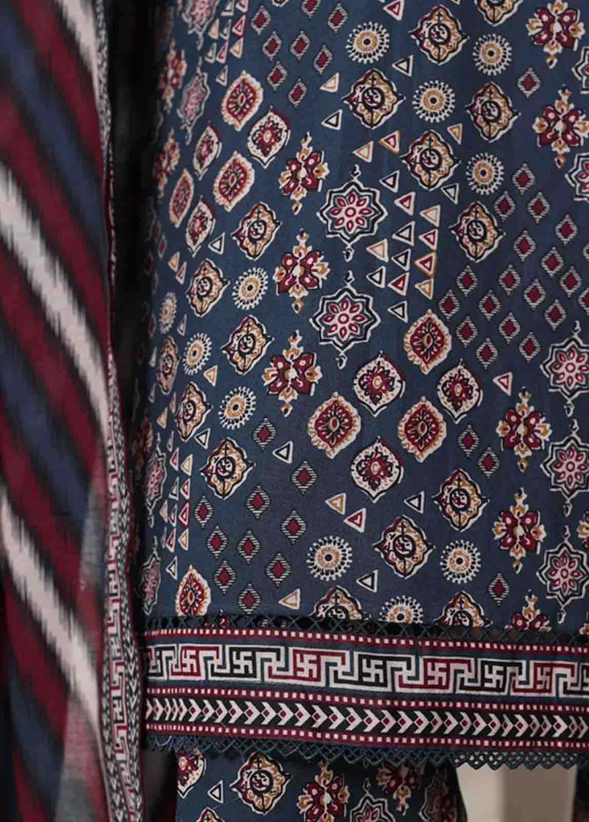 WC-02524- 3 Piece Printed Cotton Stitched Suit