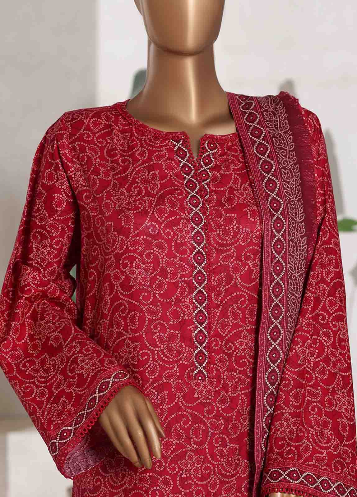 Bin Saeed Fabric - WC-02529- 3 Piece Printed Cotton Stitched Suit