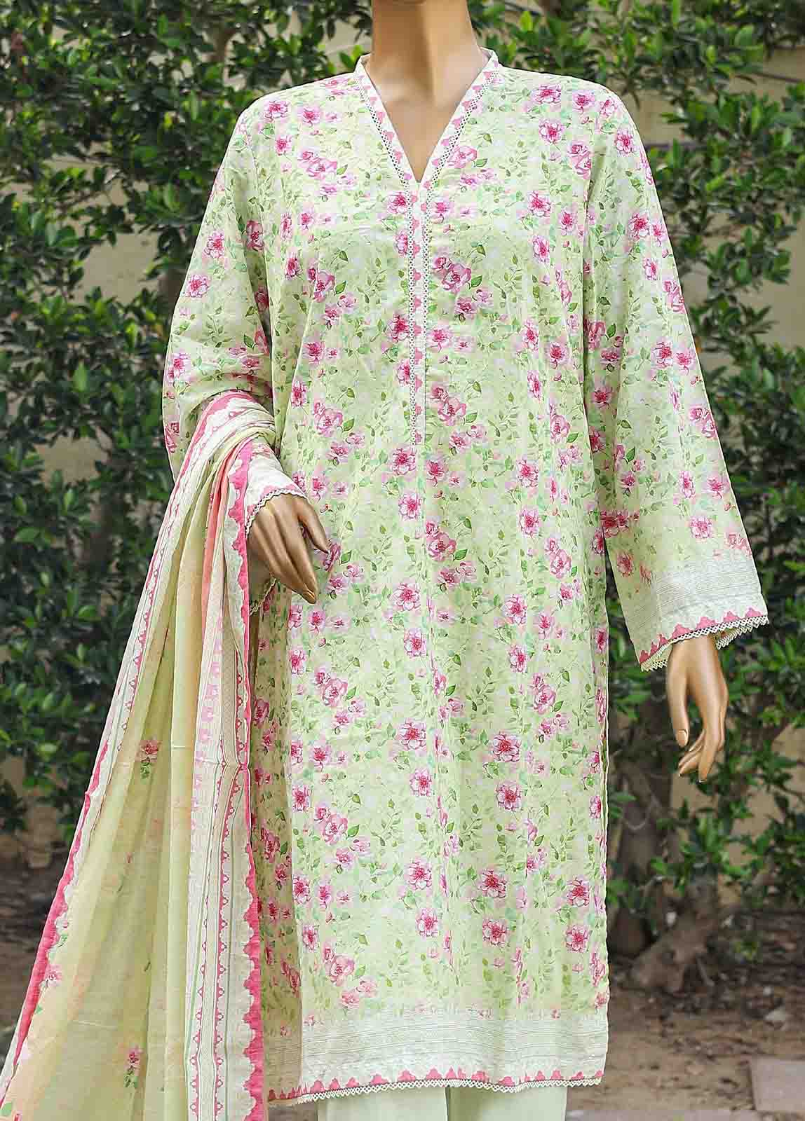 Bin Saeed Fabric - WC-026- 3 Piece Printed Cotton Suit