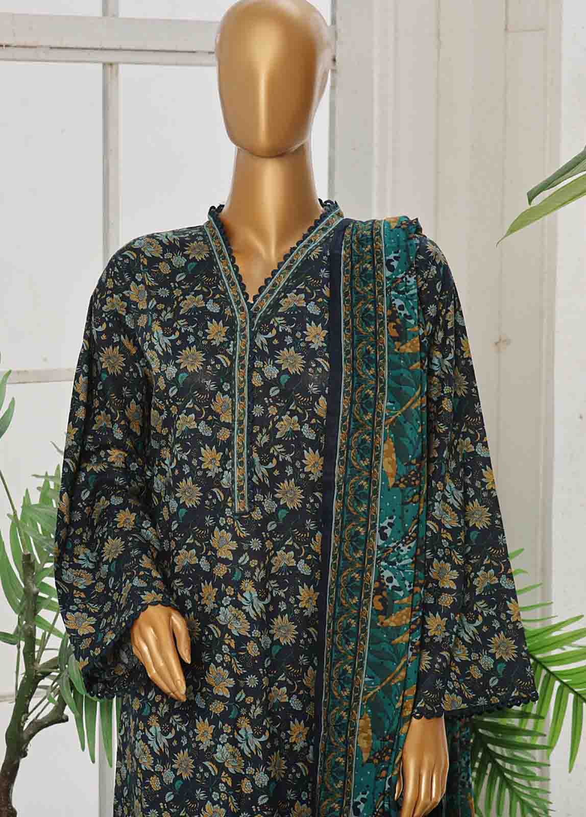 Bin Saeed Fabric - WC-041- 3 Piece Printed Cotton Suit
