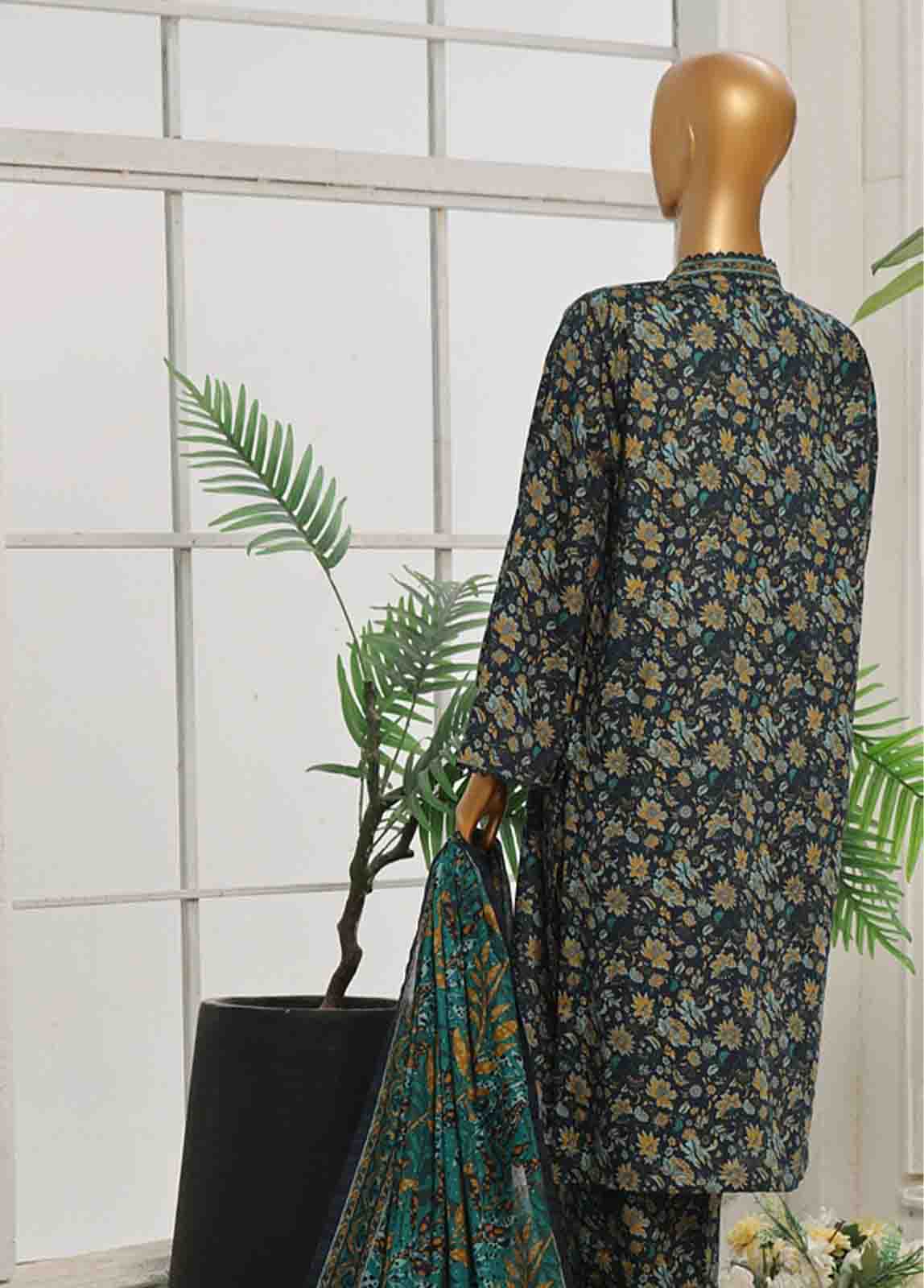 Bin Saeed Fabric - WC-041- 3 Piece Printed Cotton Suit