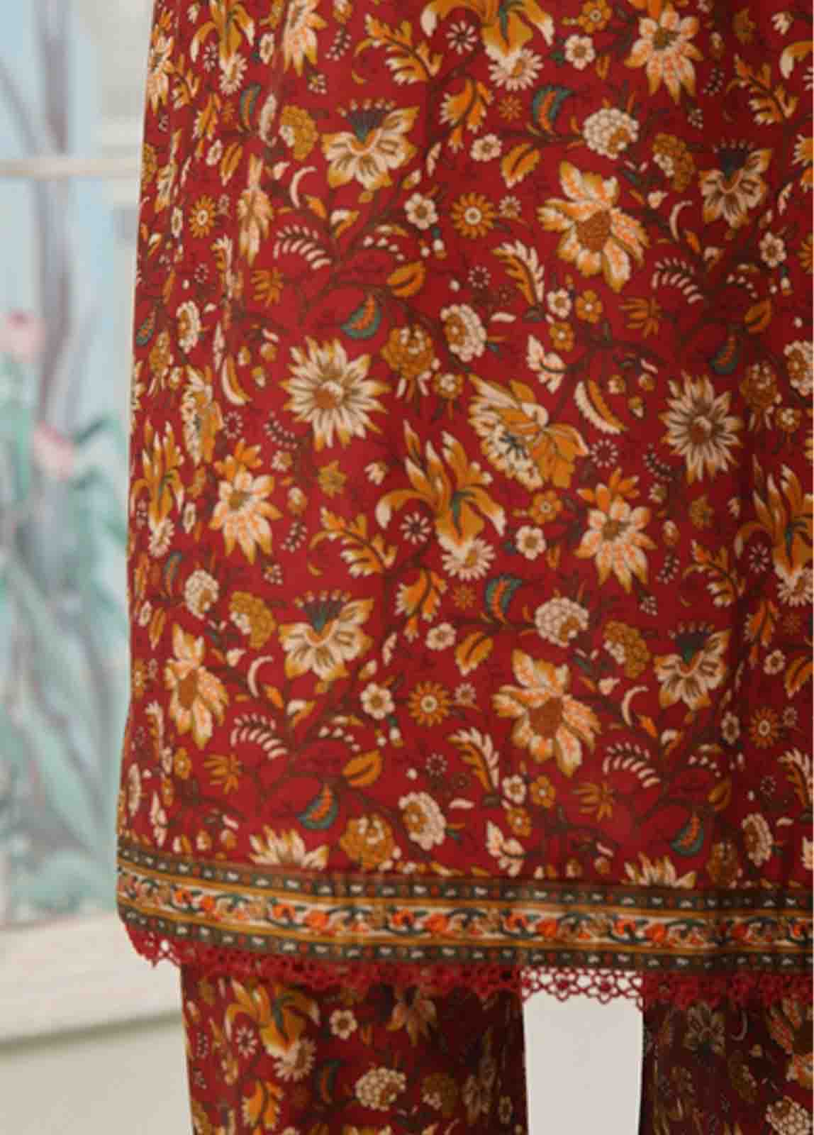 Bin Saeed Fabric - WC-042- 3 Piece Printed Cotton Suit