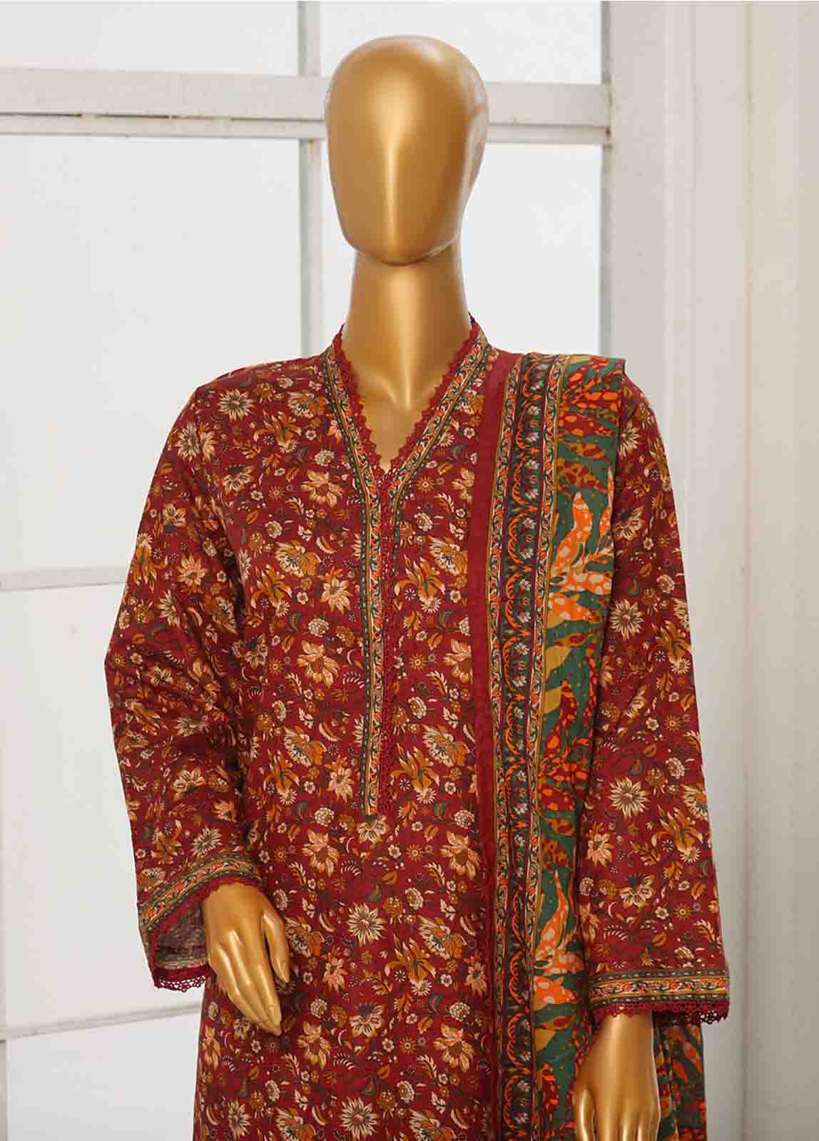 Bin Saeed Fabric - WC-042- 3 Piece Printed Cotton Suit