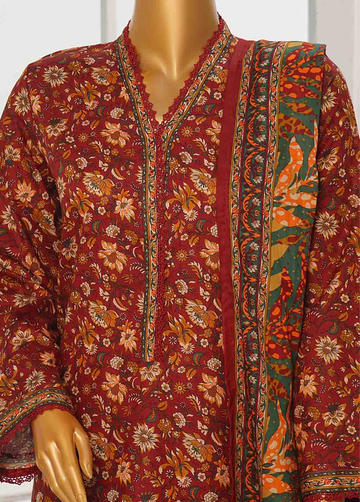 Bin Saeed Fabric - WC-042- 3 Piece Printed Cotton Suit