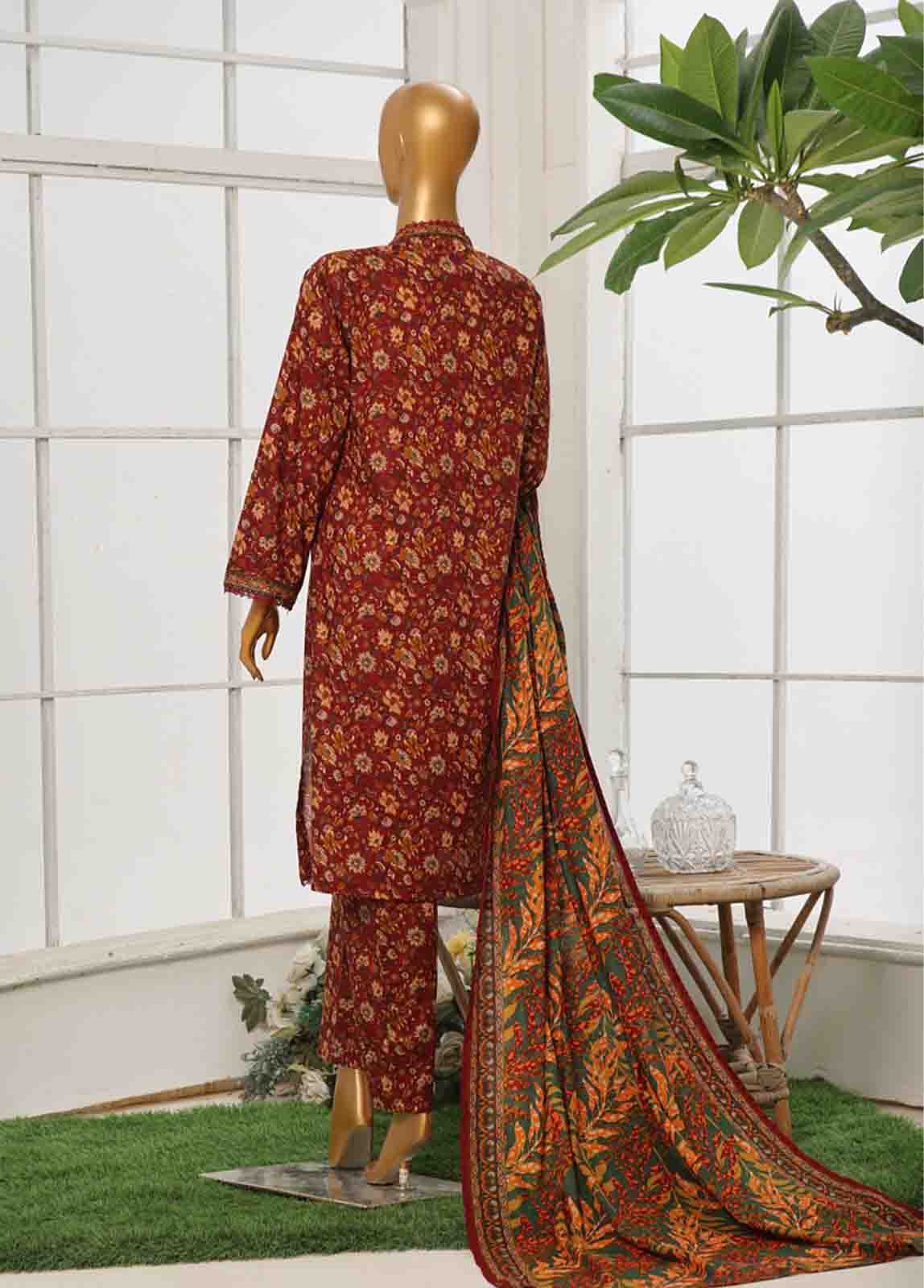Bin Saeed Fabric - WC-042- 3 Piece Printed Cotton Suit