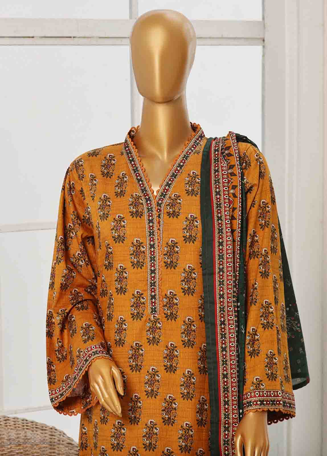Bin Saeed Fabric - WC-043- 3 Piece Printed Cotton Suit