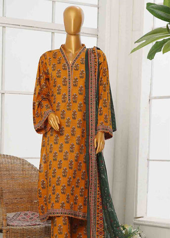 Bin Saeed Fabric - WC-043- 3 Piece Printed Cotton Suit