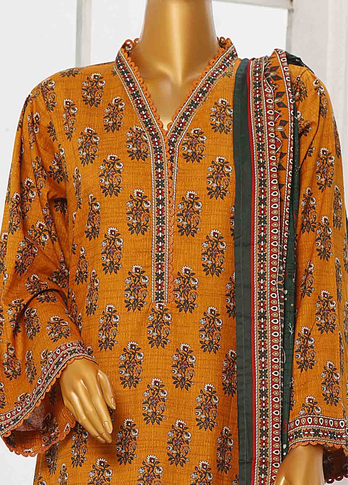 Bin Saeed Fabric - WC-043- 3 Piece Printed Cotton Suit
