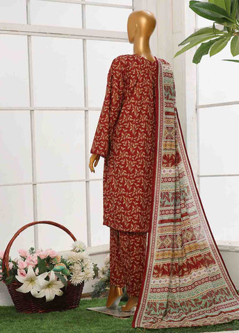 Bin Saeed Fabric - WC-045- 3 Piece Printed Cotton Suit