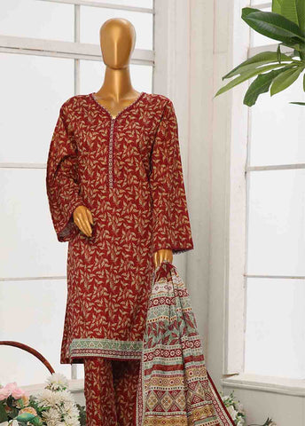 Bin Saeed Fabric - WC-045- 3 Piece Printed Cotton Suit