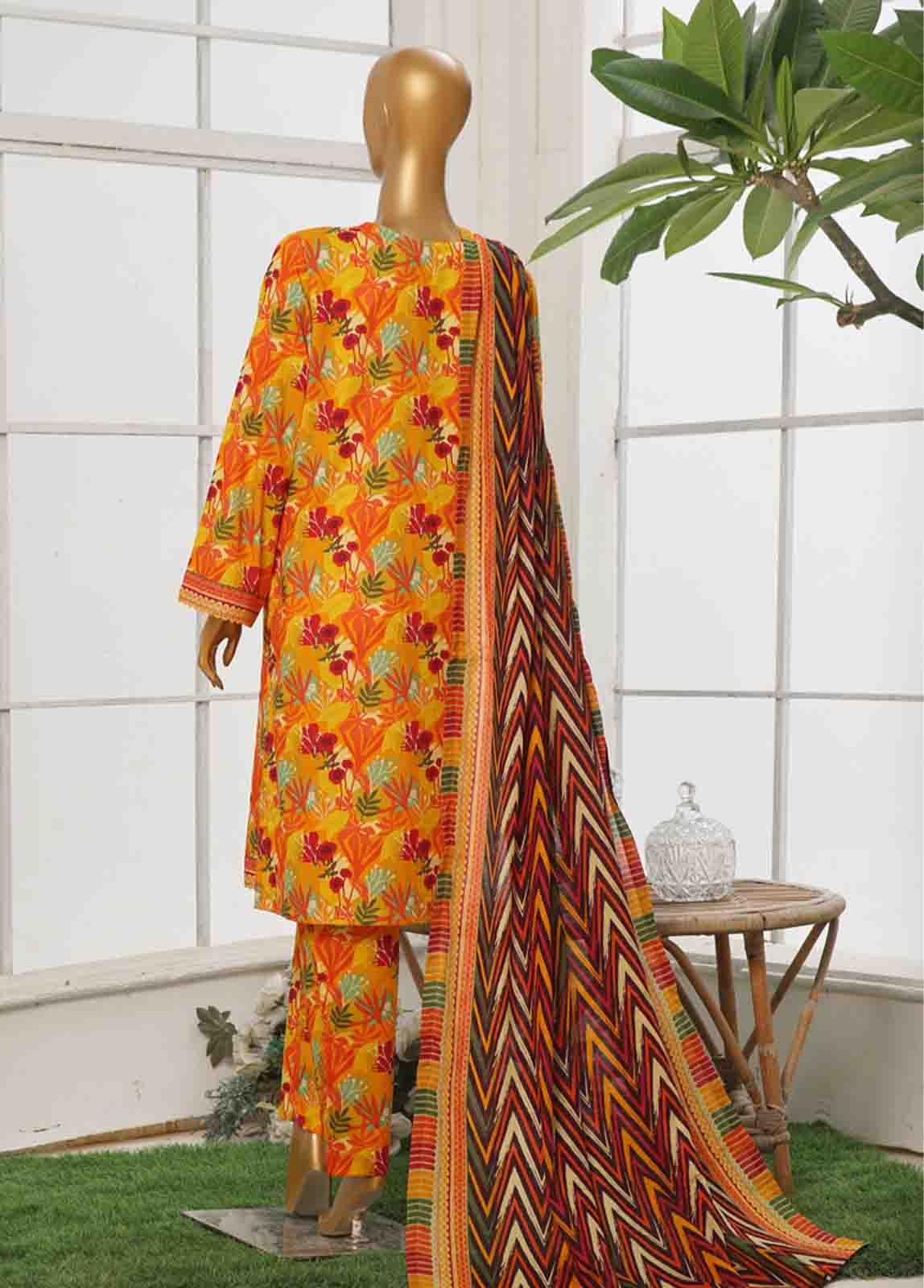 Bin Saeed Fabric - WC-047- 3 Piece Printed Suit